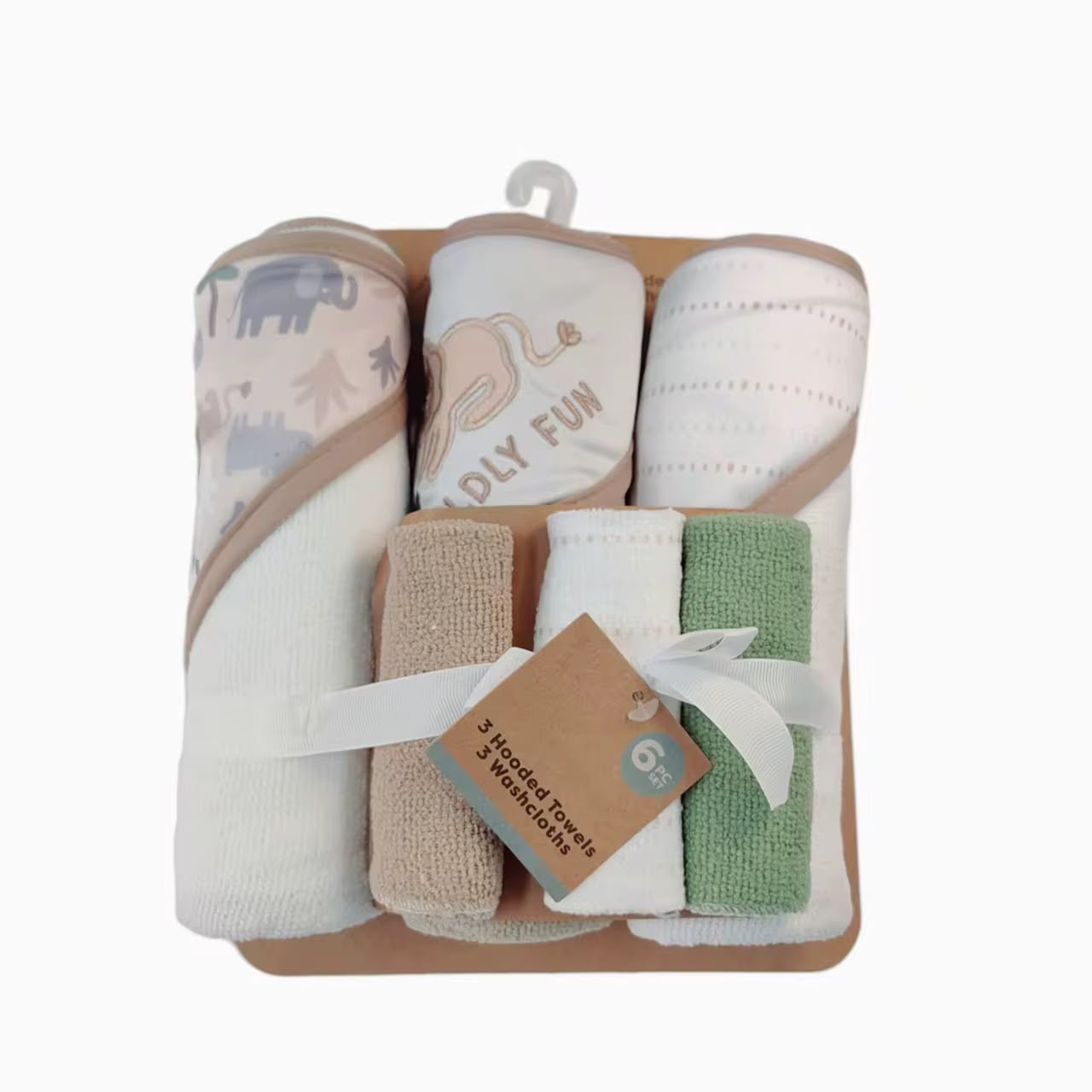 6pc Hooded Baby Towel Set 
