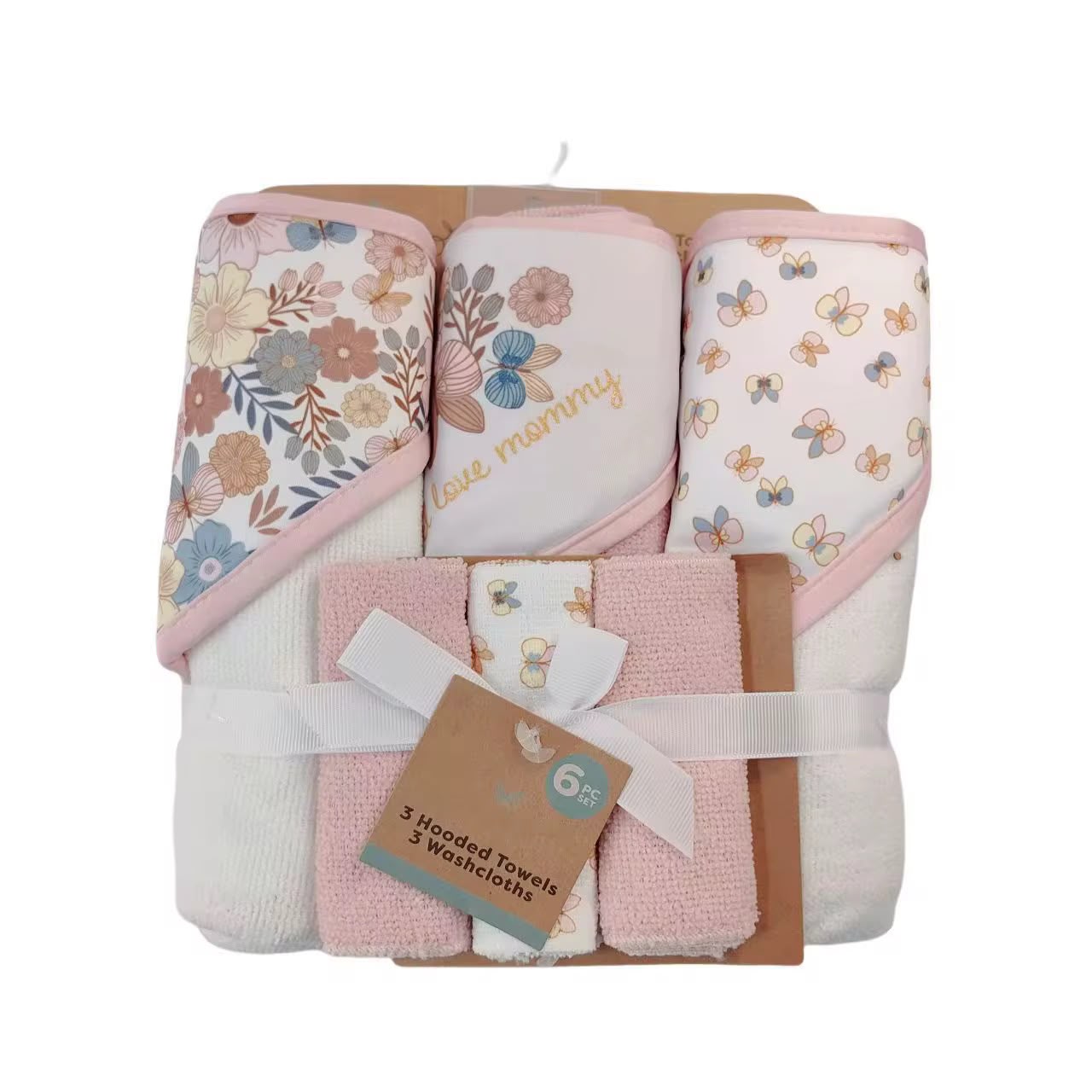 6pc Hooded Baby Towel Set 